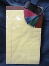 large size paper pad, ruled canary yellow, choice of color tape top